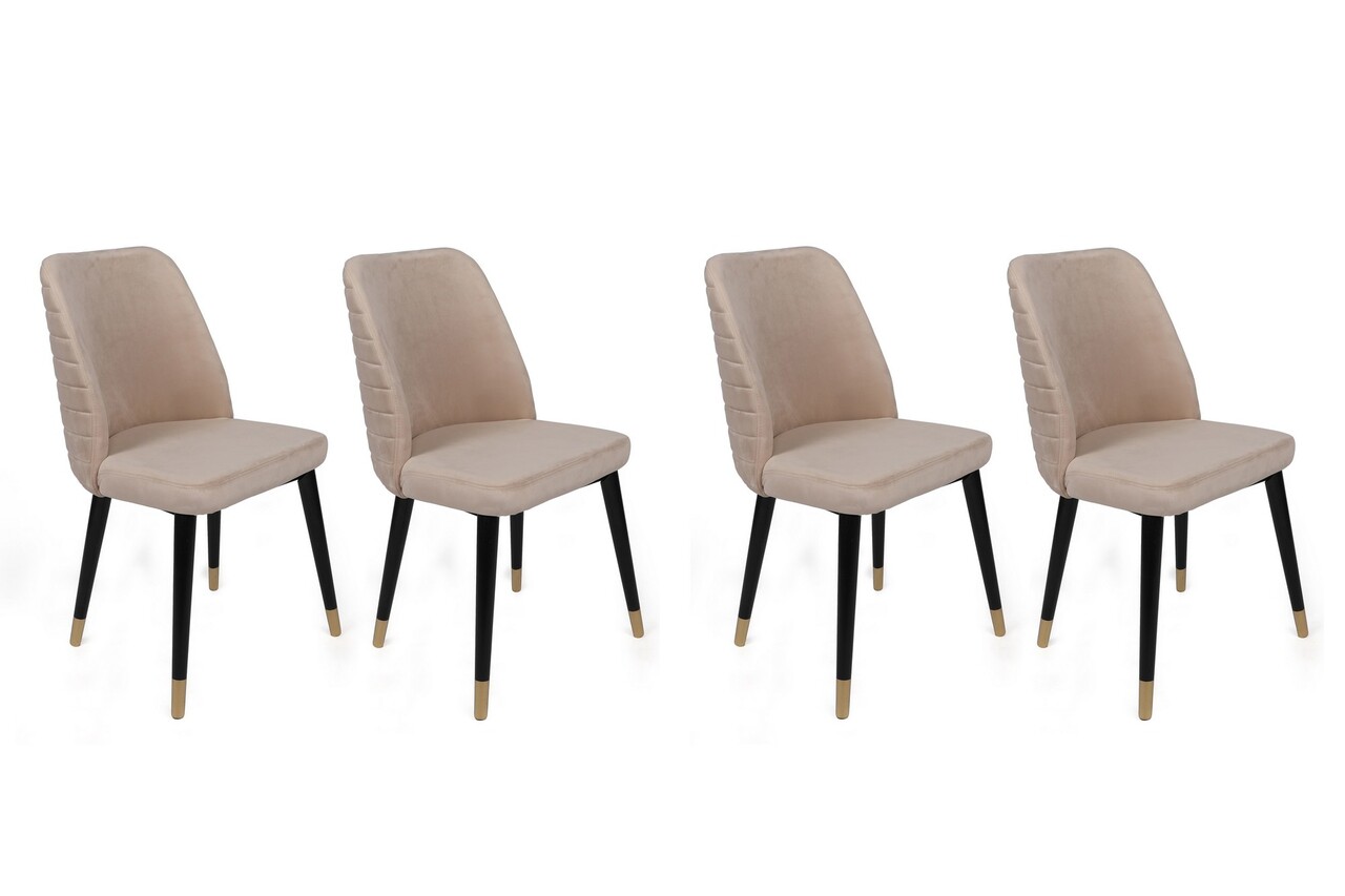 Set de scaune, Nmobb, Hugo-367 V4, Metal, Crem / Negru / Auriu
