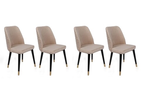 Set scaune 4 piese, Nmobb, Hugo-367 V4, Metal, Crem / Negru / Auriu