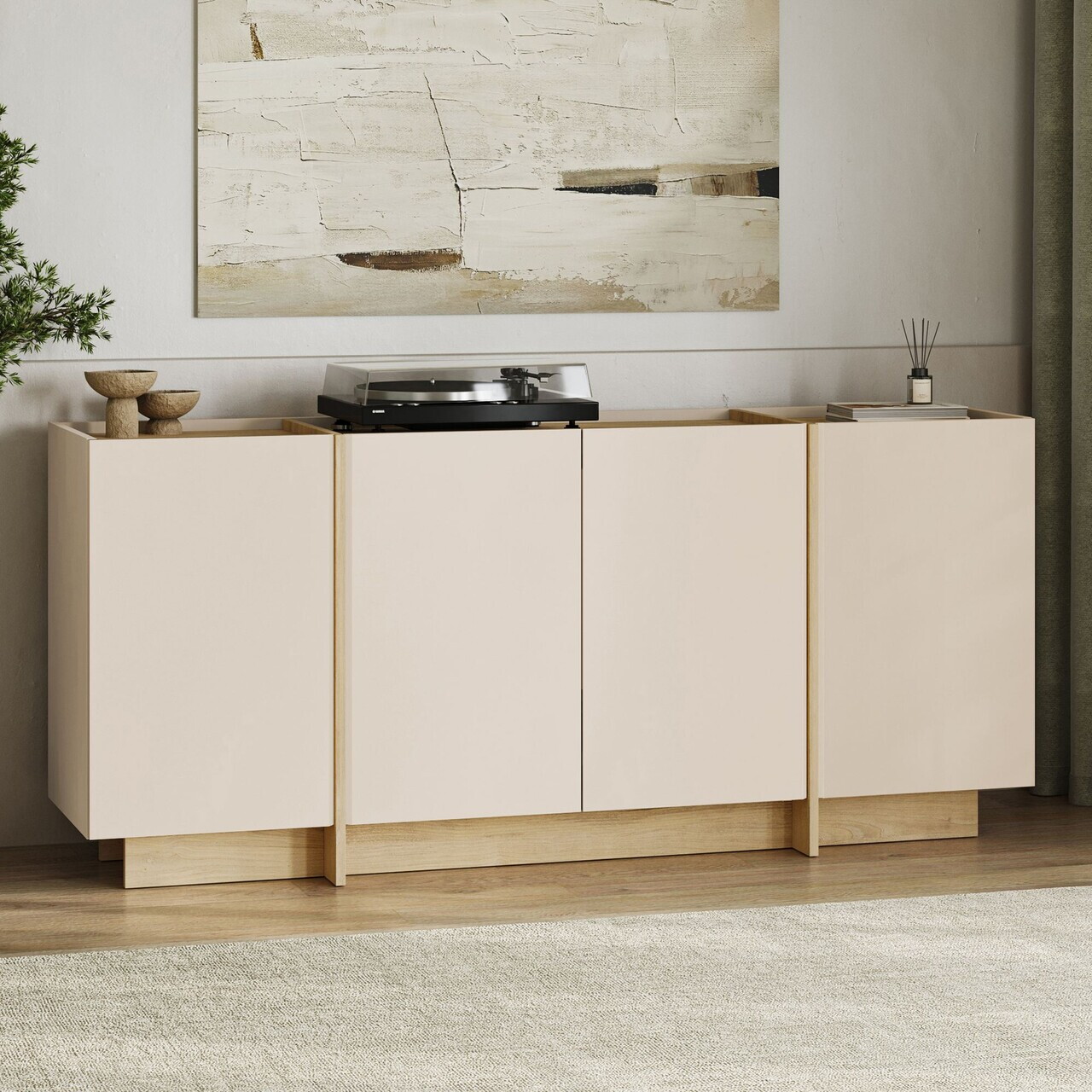 Consola, Nordure, Dorma, 180x80x45 cm, PAL, Nurcă / Stejar Safir