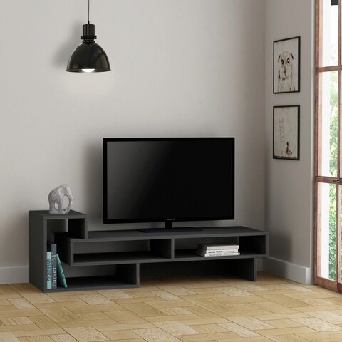 Comoda tv, decortie, tetra, 136.5x42x40 cm, antracit
