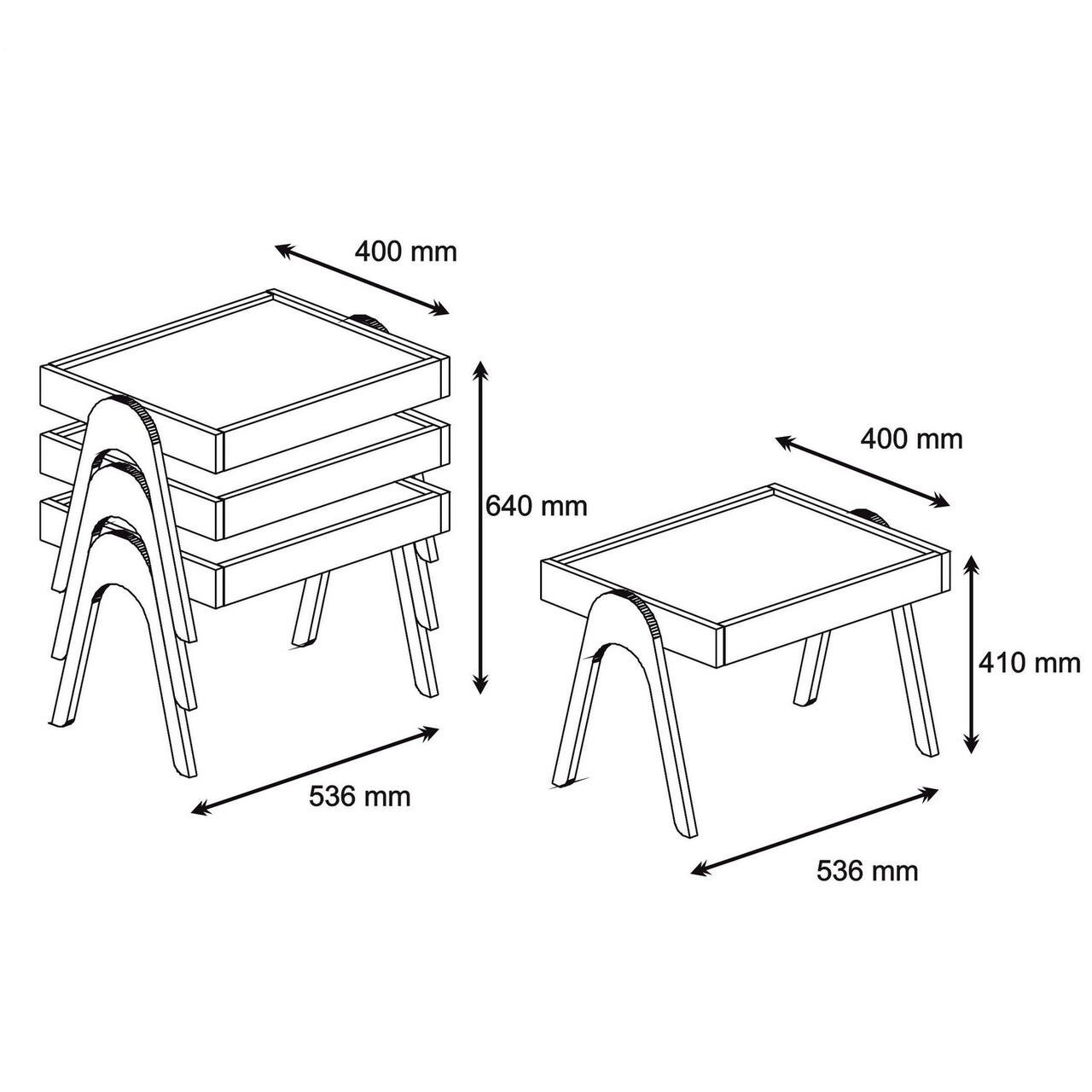 Set 3 masute Roma, Hommy Craft, 53.6x40x64 cm, maro
