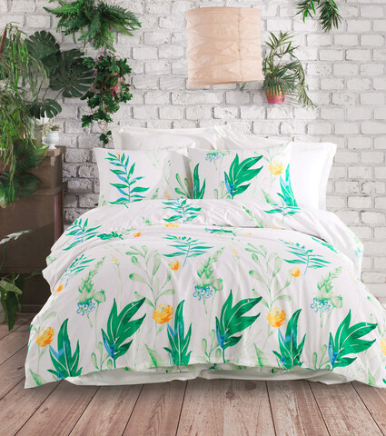 Lenjerie de pat dubla, arta - green, enlora home, bumbac ranforce