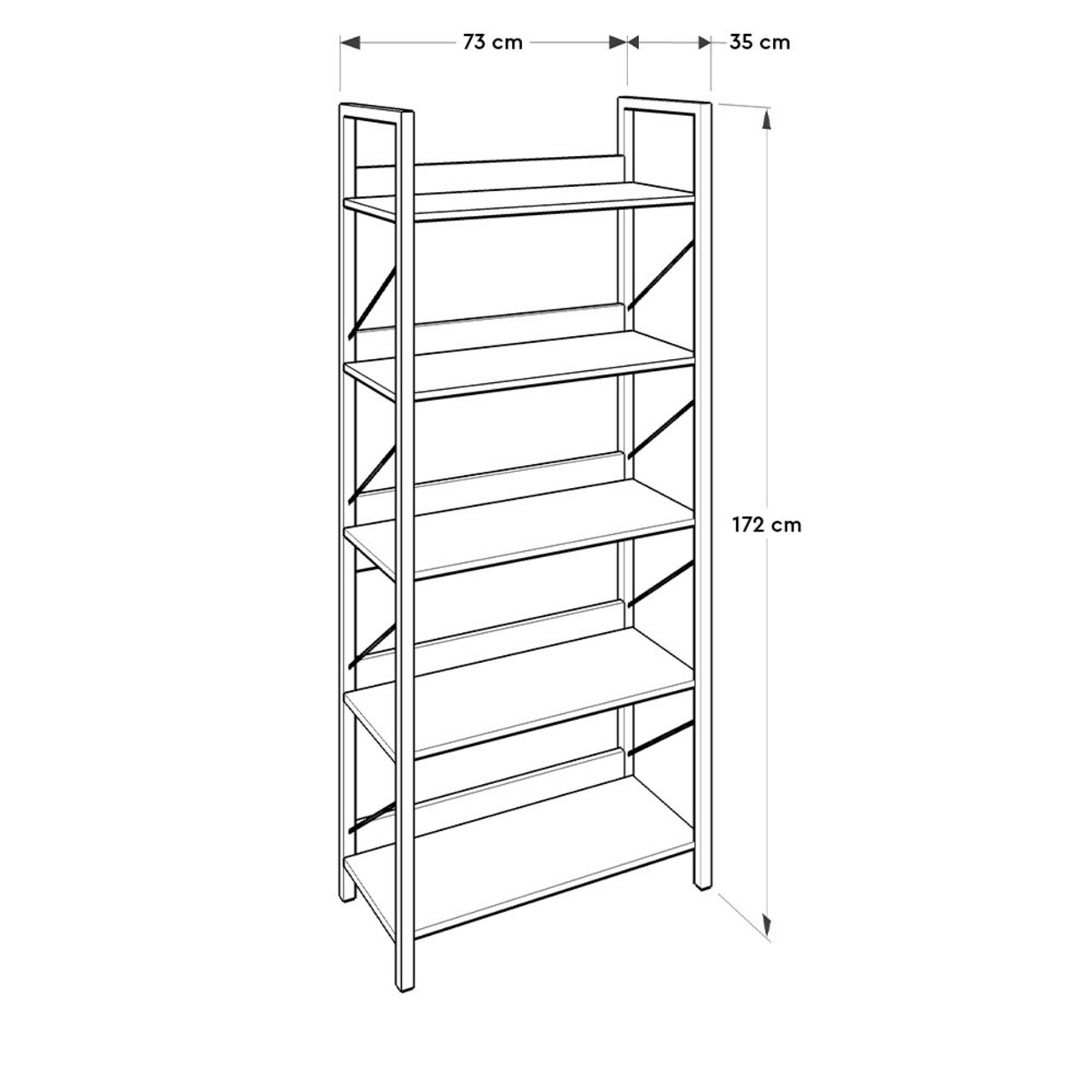 Corp biblioteca, Adore, KTP-850-OO-1, 73x172x35 cm, PAL, Maro