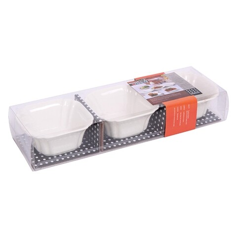 Set 3 boluri aperitive PRC 7317, portelan, 9.5 x 9.5 cm, alb