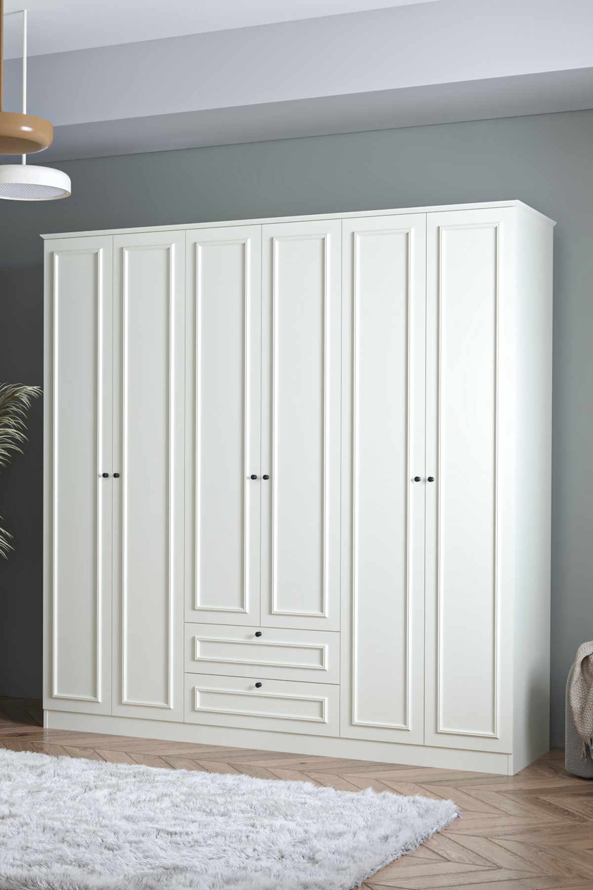 Dulap pentru haine, Hanah Home, Mira 6 210, 209x210x54 cm, Alb - view 3