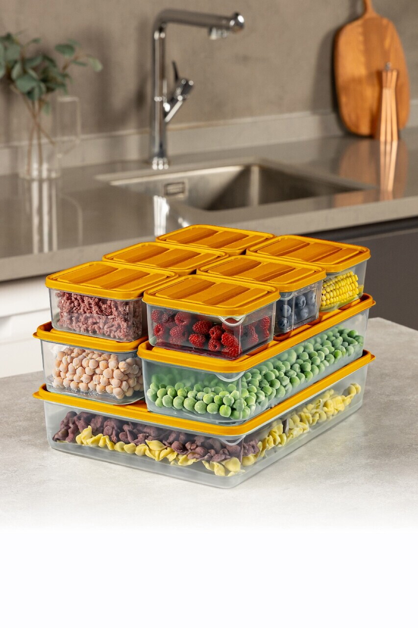 Set recipiente depozitare, Hermia, 964FRM5747, PLASTIC, Dimensiune: 23 x 29,5 x 6,5 cm / 3500 ml (5 bucăți), Portocaliu