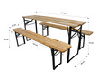 Set camping/picnic Heinner, 167x46x75 cm/167x23x45 cm, pliabil, otel/lemn, natur/negru