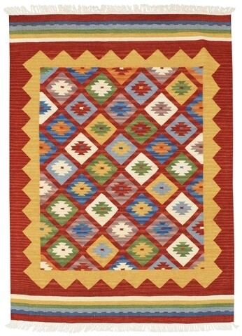 Poza Covor Kilim, Kilim Classic K-14 Red, Baketo, 100% lana Noua Zeelanda, lucrat manual, 75x125 cm