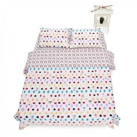 Lenjerie de pat dubla Cards, Heinner Home, 4 piese, 220 x 240 cm, 100% bumbac, multicolora /100