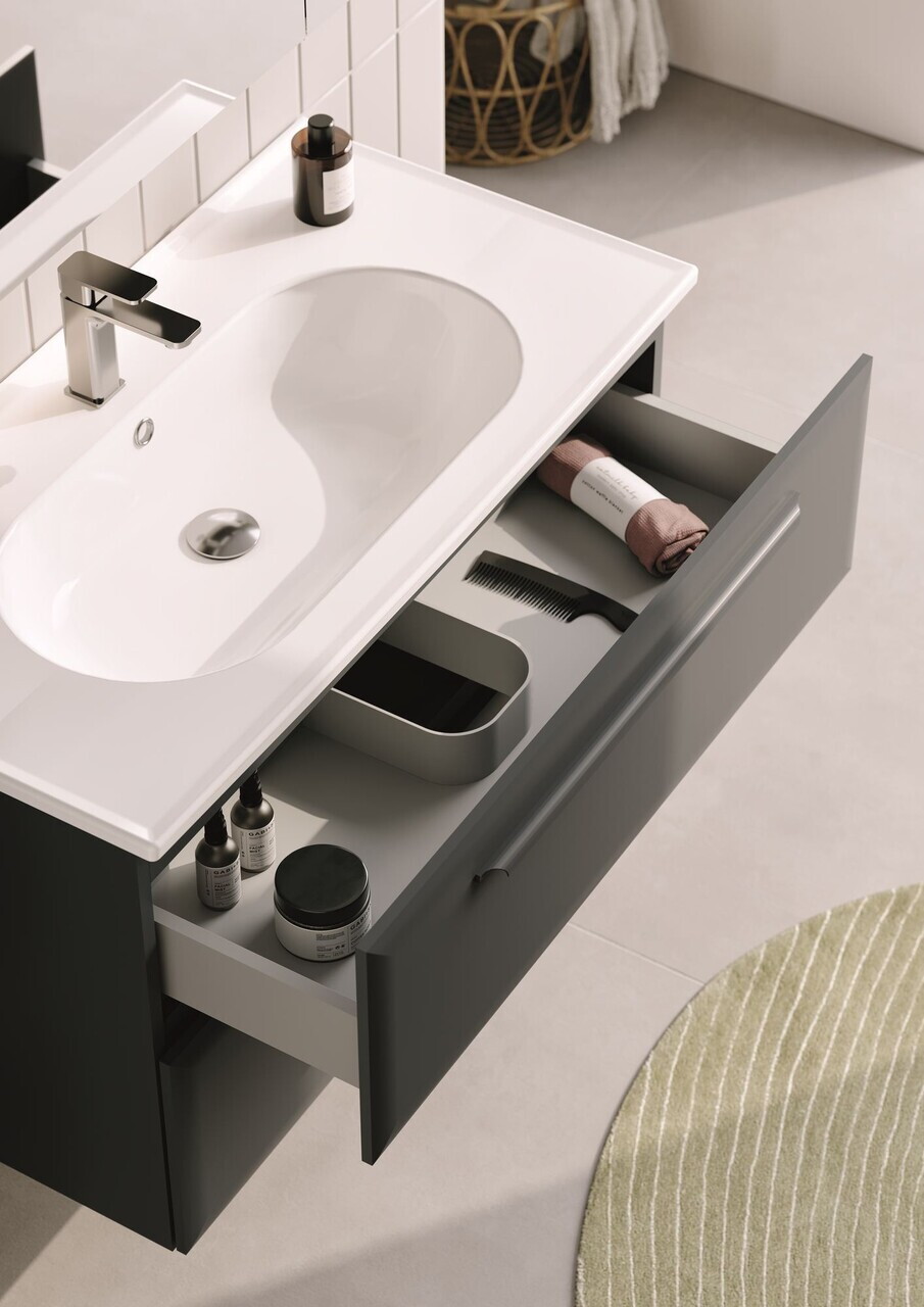 Dulap de baie cu chiuvetă, Hanah Home, Nuvola 100 v2, Antracit — imaginea 7