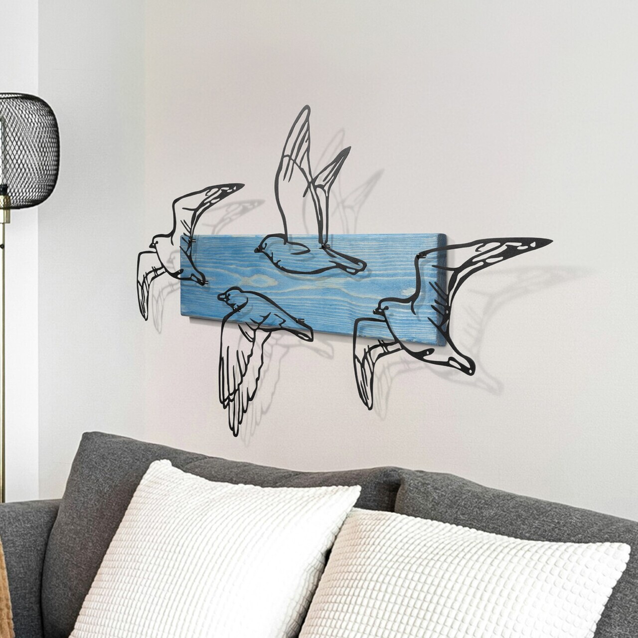 Decoratiune de perete, Mouette, Cadru: Lemn (Grosime: 2 cm), Albastru/Negru — imaginea 5