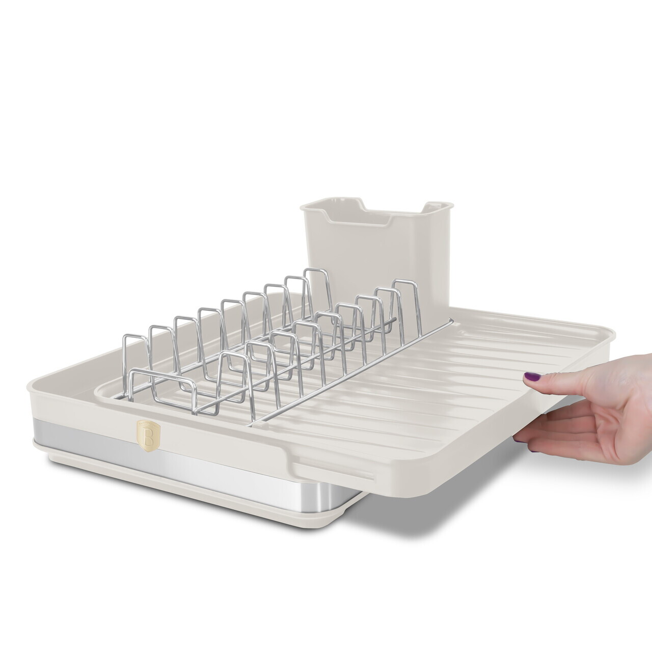 Scurgator de vase reglabil Berlinger Haus, Sahara, 36.6x29.8x13 cm, inox/plastic, crem mat - imagine 3