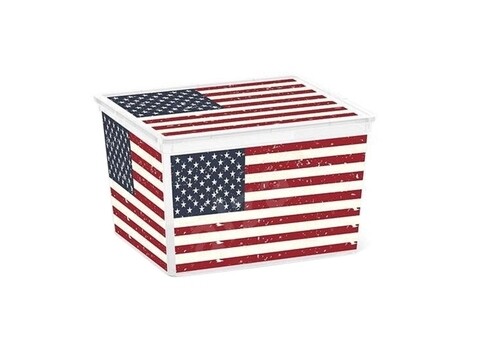Cutie depozitare cu capac, KIS C-Box American Flag Cube, 27 L, plastic KIS