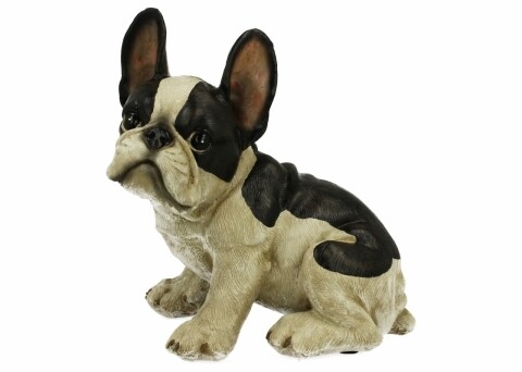 Decoratiune Sitting Bulldog, Duo, ceramica, alb