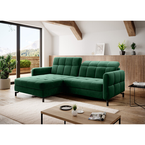 Coltar extensibil stanga 3 locuri ELTAP, Lore-30, Lorelle, 225x160x105 cm, lemn/poliester, verde inchis