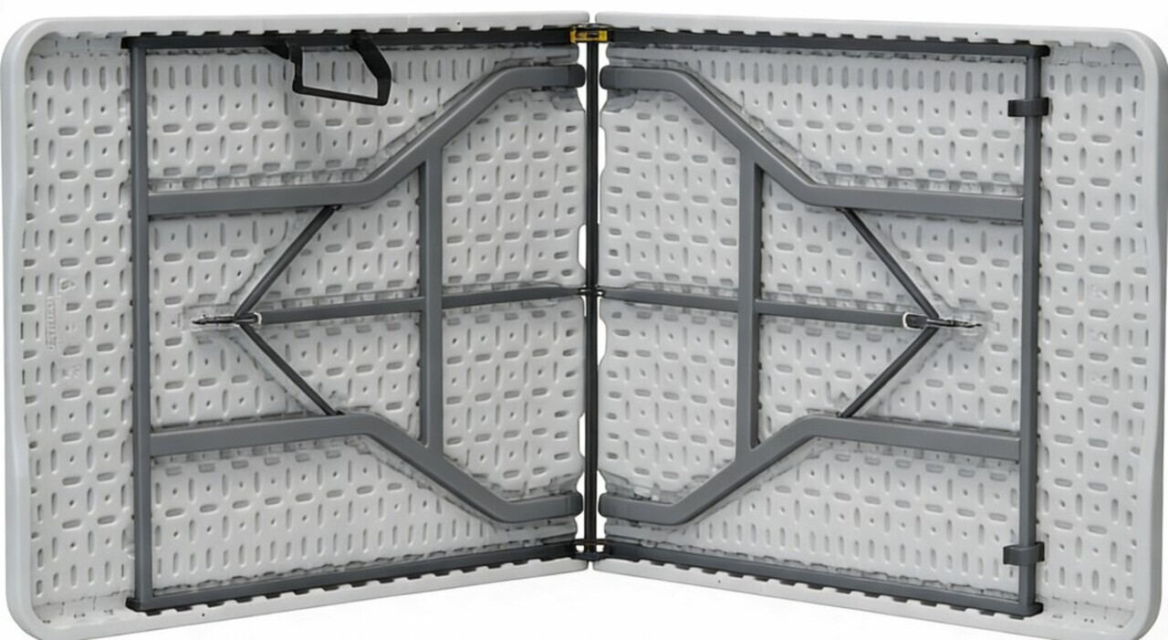 Masa pliabila pentru gradina Heinner, 180x70x74 cm, otel/plastic, alb/gri - imagine 4