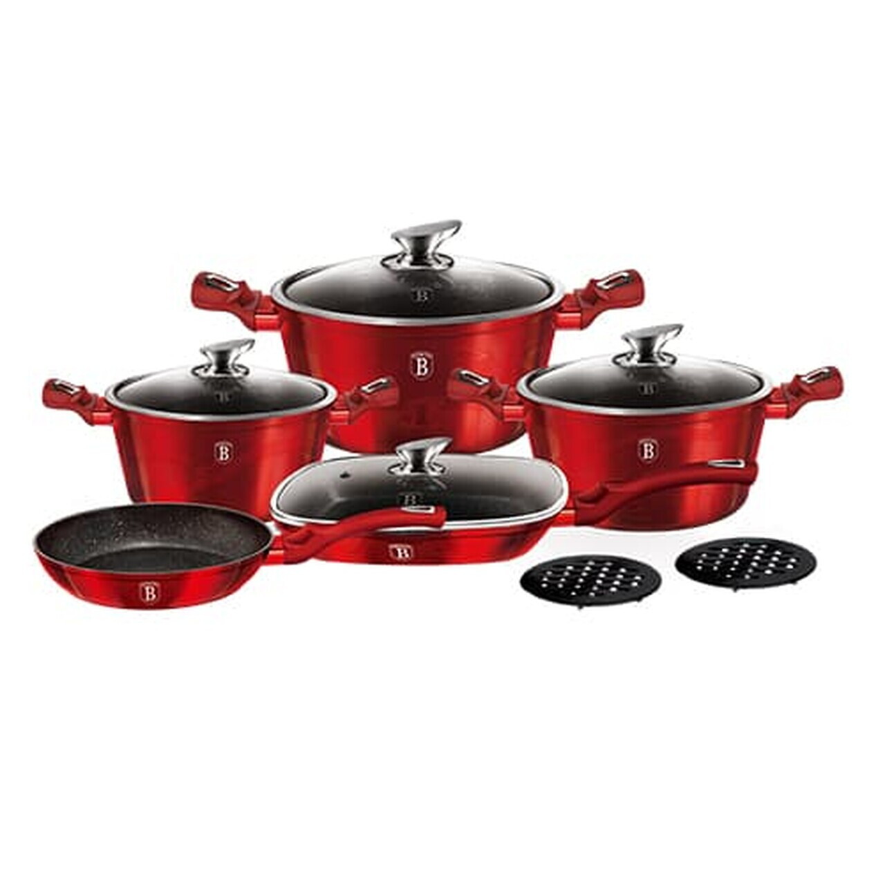 Set pentru gatit Berlinger Haus, Burgundy, 11 piese, aluminiu forjat, rosu - imagine 2