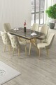 Set masa extensibila si scaune (7 piese), Hanah Home, Nis, Antracit / Auriu / Crem