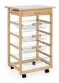 Carucior cu 4 rafturi si 1 sertar Essential, Bizzotto, 52.5 x 40 x 76 cm, fier/lemn de paulownia