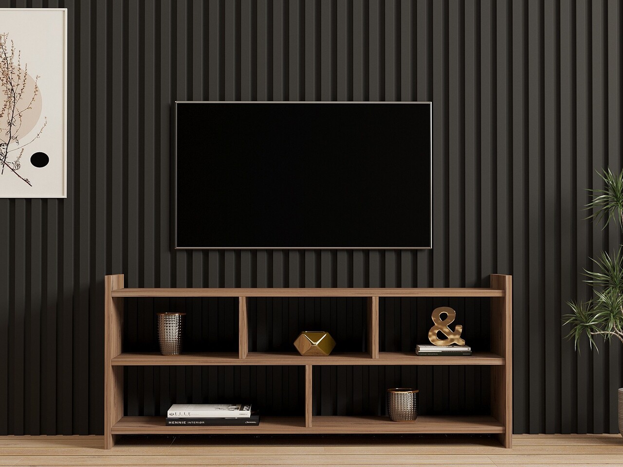 Comoda TV, Puqa Design, Pera, 120x55x28 cm, PAL, Maro - 1 | YEO