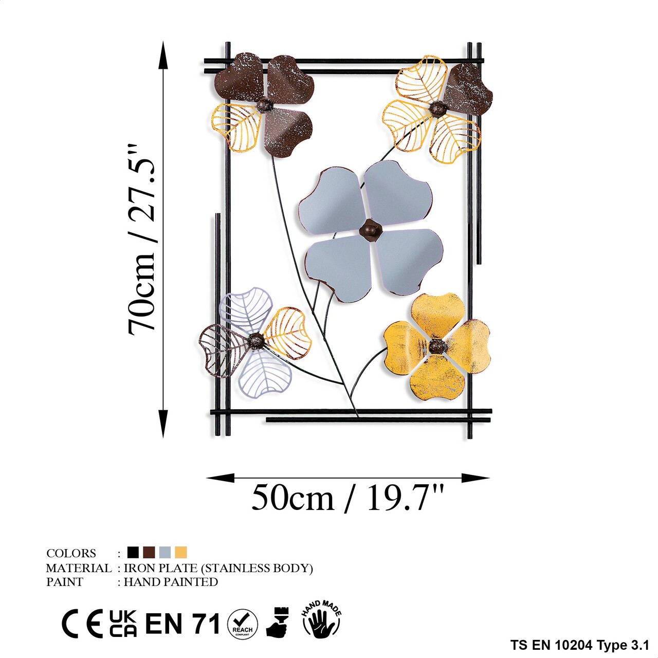 Decoratiune de perete, Zouping 3, Dimensiuni: 50 x 70 x 4 cm, Multicolor - view 7