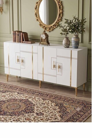 Consola, Hanah Home, Ilay 150, 150x75x32 cm, Alb/Auriu
