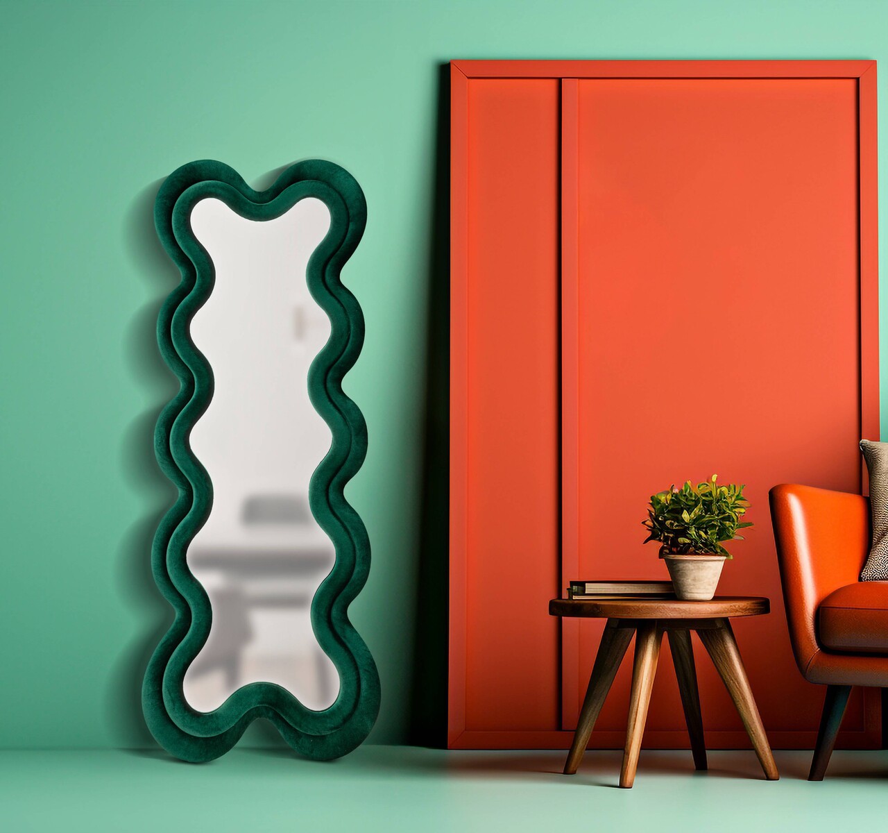 Oglinda decorativa Monica, Mauro Ferretti, 58x160 cm, MDF/poliester, verde - 2 | YEO