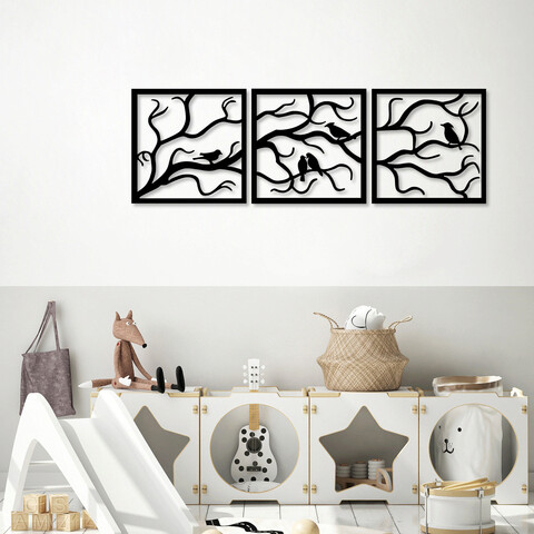 Decoratiune de perete, tree 15, metal, dimensiune: 150 x 50 cm, negru