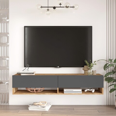 Comoda tv, locelso, fr11-aa, 140x29.1x31.6 cm, pin atlantic / antracit