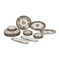 Set de mic dejun, Hermia, 667PRS1741, Portelan, Platou cu măsline: 22 x 7 cm (2 bucăți), Alb/Maro