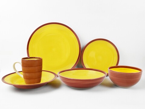 Set 6 farfurii pentru paste Cadiz, Heinner, Ø22 cm, ceramica, galben