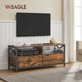 Comoda TV cu sertare, Vasagle, pana la 55 inch, 120x40x50 cm, PAL/otel, maro