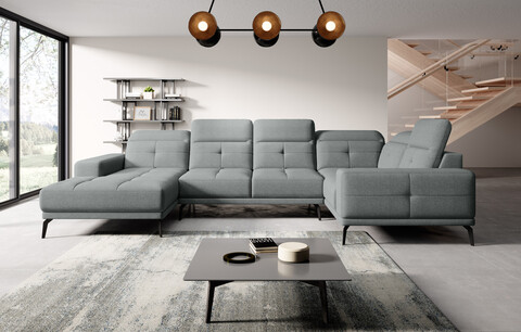 Coltar dreapta 6 locuri ELTAP, RT-04VER, Neviro, 350x201x77 cm, lemn/poliester, gri deschis