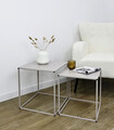 Set 2 masute de cafea Alrik, Bizzotto, 34x34x37 cm/38x38x41 cm, otel, bej
