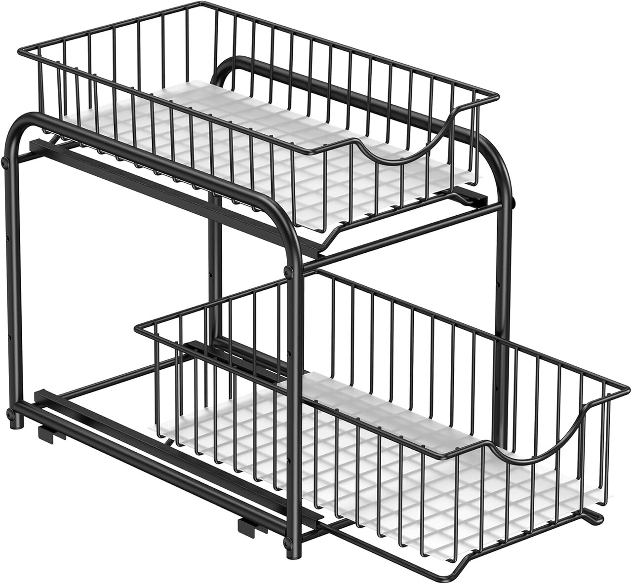 Organizator pentru dulap cu 2 cosuri glisante, Songmics, 26.5x21x31.5 cm, otel, negru - 1 | YEO