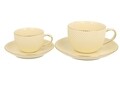 Set 2 cesti espresso cu farfurie Ice Cream, Duo, 120 ml, portelan, crem/auriu
