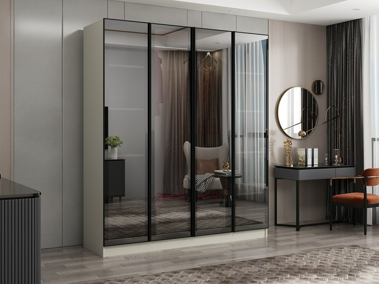 Dulap pentru haine, Hanah Home, Nisa, 180x210x52 cm, Gresie — imaginea 3