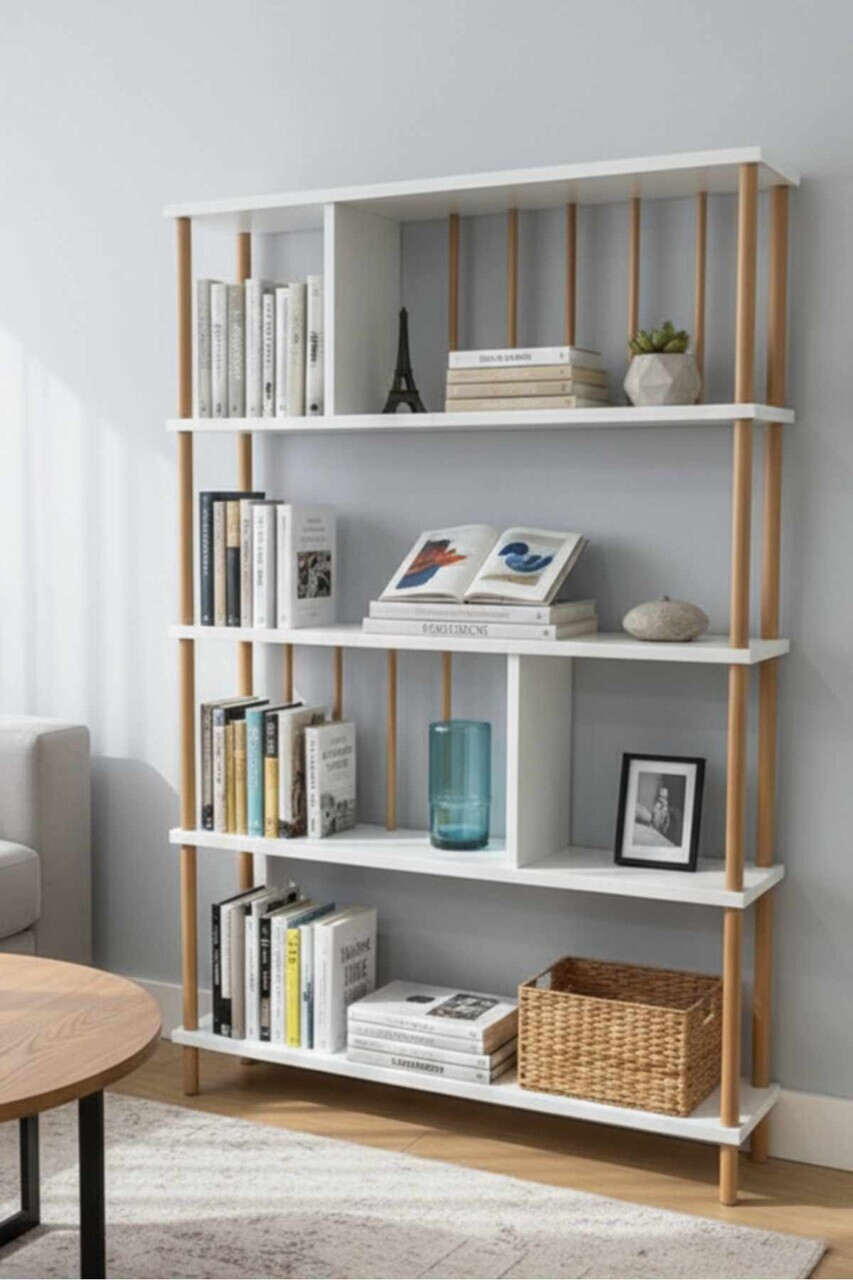 Corp biblioteca Hanah Home Peka145 90x137x20 cm PAL Alb