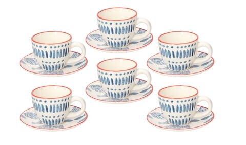 Poza Set 6 cesti de cafea cu farfurii, Metropolis Tirreno, Tognana, 95 ml, ceramica glazurata, multicolor