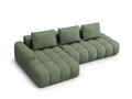 Coltar extensibil stanga 3 locuri, Linz, Cosmopolitan Design, 275x142x84 cm, cotiera dreapta, tesatura structurata, verde oliv inchis