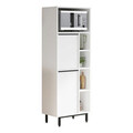 Dulap de bucatarie Migniato, Pakoworld, 60x35.5x161.5 cm, PAL/fier, alb/negru