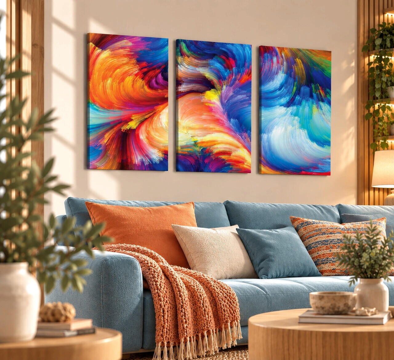 Tablou decorativ, 3PAN-CNV-3019, Dimensiune: 60 x 40 cm (3 bucăți), Multicolor — imaginea 2