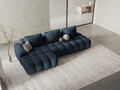 Coltar extensibil stanga 3 locuri, Linz, Cosmopolitan Design, 275x142x84 cm, cotiera dreapta, tesatura structurata, albastru inchis