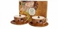 Set 2 cesti cu farfurie The Kiss, Duo, 280 ml, portelan, portocaliu