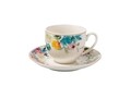 Set 2 cesti cu farfurie pentru cafea, Paradise Blue, Brandani, 90 ml, portelan