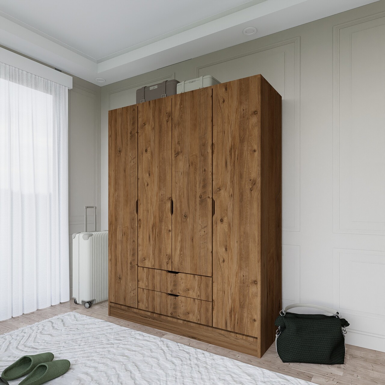 Dulap pentru haine, Miwood, 1600-140, 140x182x45 cm, PAL, Maro - 2 | YEO