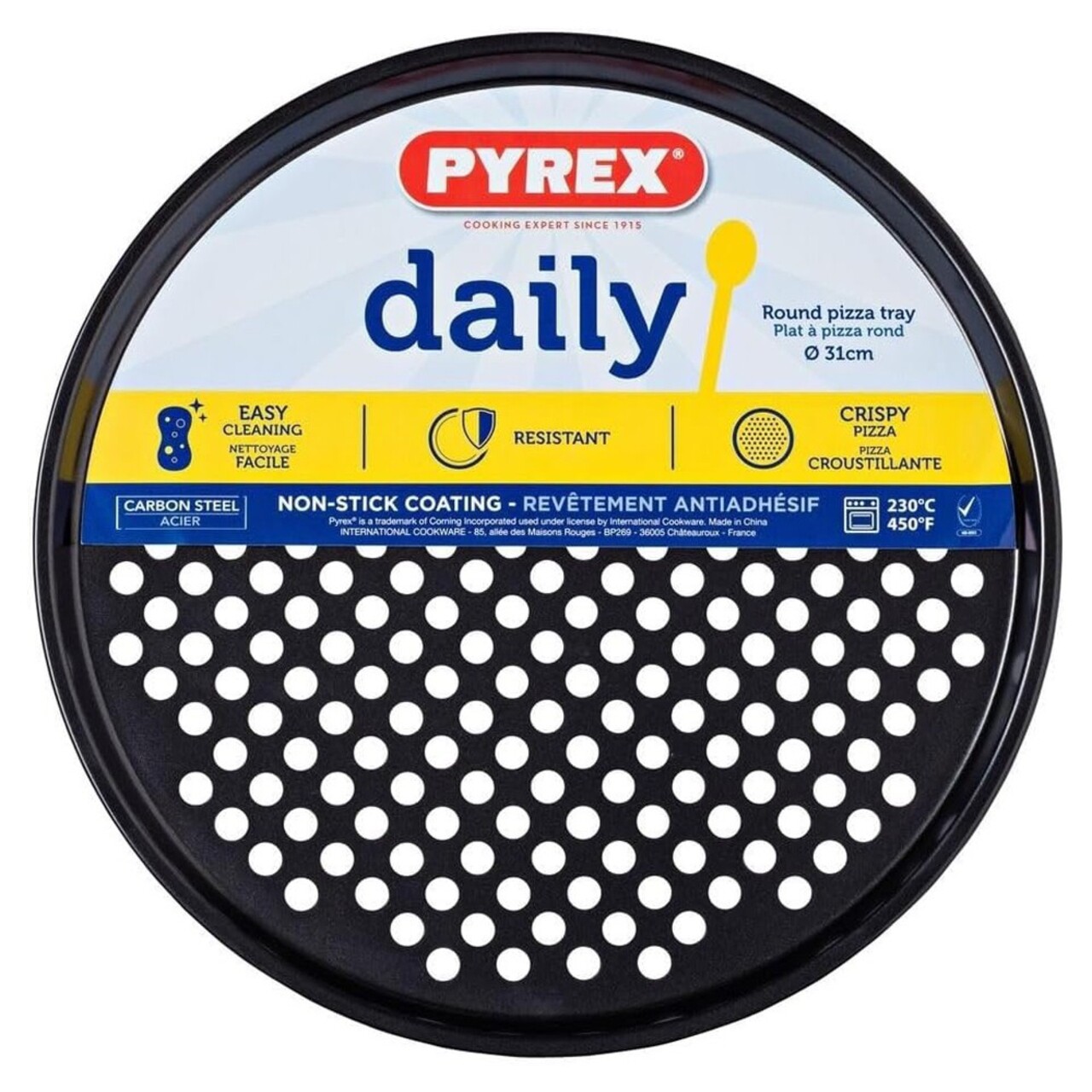 Tava pizza perforata, otel carbon, 31cm, "Daily" - Pyrex - imagine 4