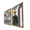 Set 2 tablouri decorative, 2P3853NISCT-015, MDF, Lemn, Auriu / Alb / Negru