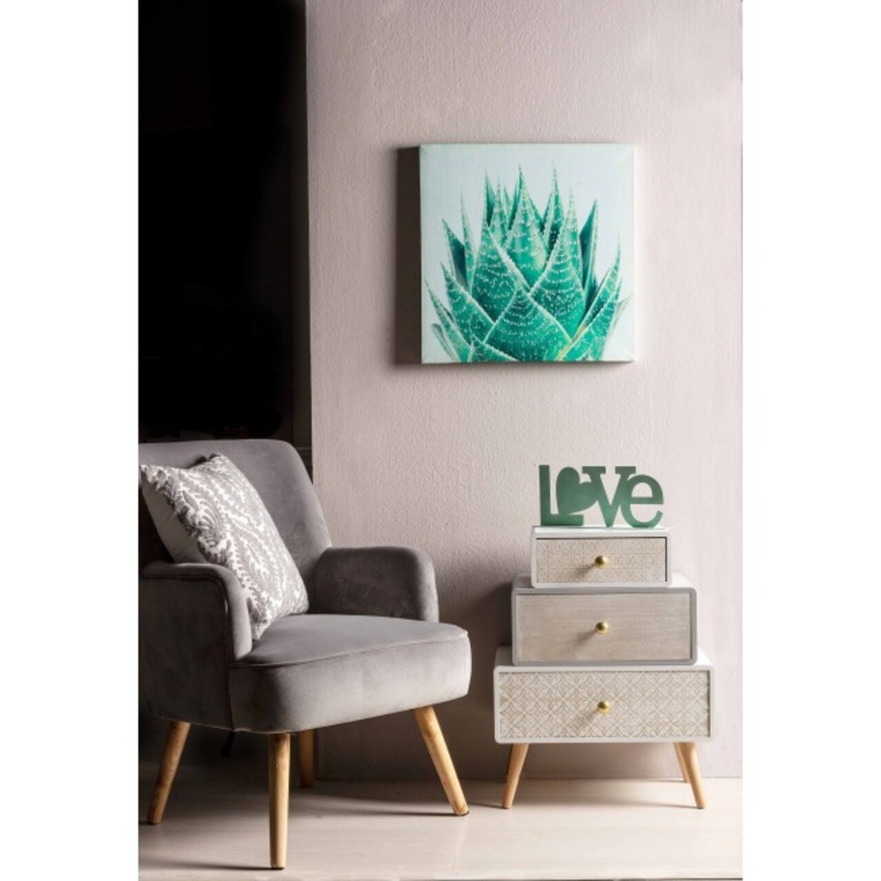 Fotoliu, Adeline, Bizzotto, 60x67x79 cm, lemn de pin/catifea, gri - 1 | YEO