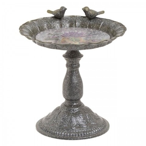 Fantana pentru pasari Lavender, InArt, 21.5 x 21.5 cm, metal, argintiu